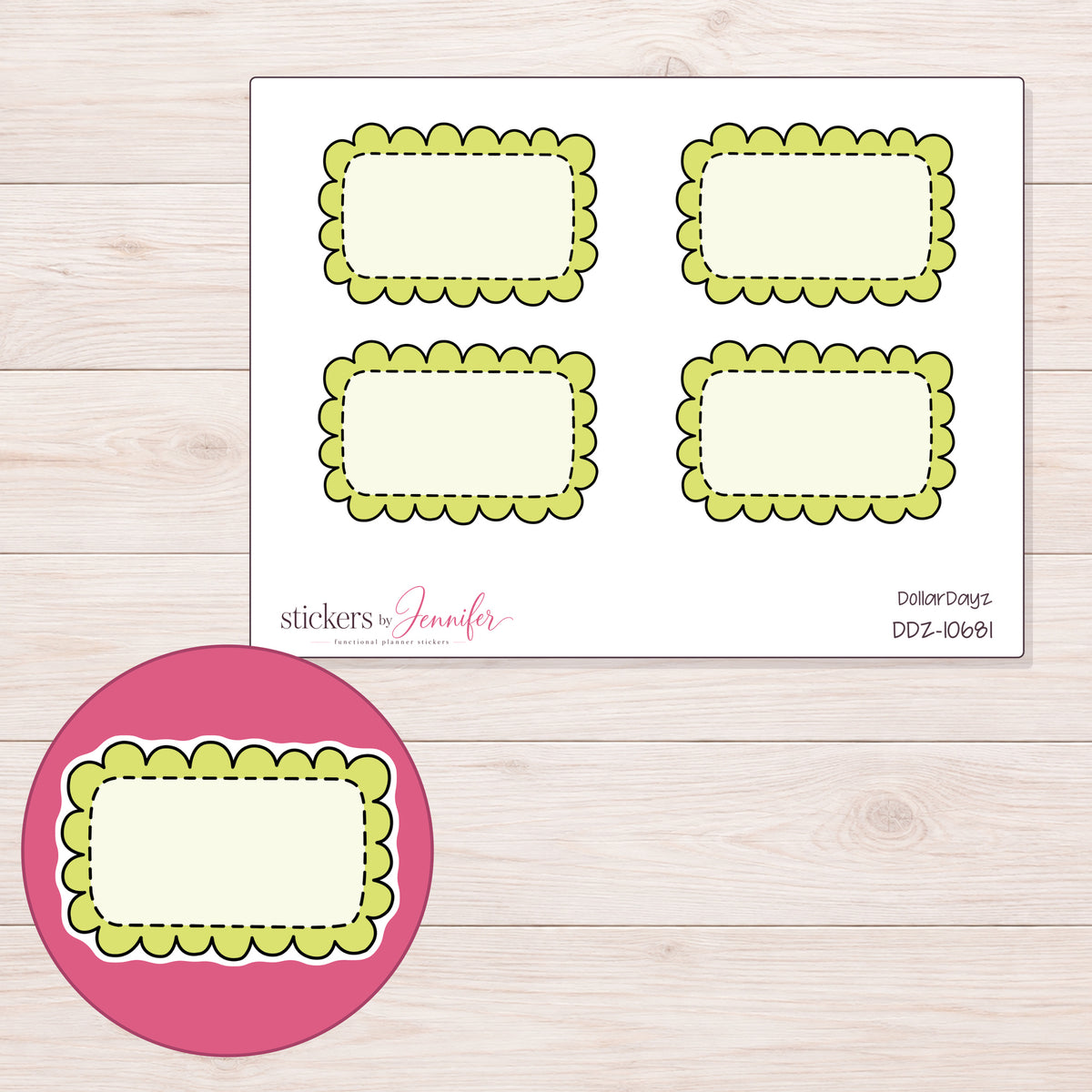 DDZ-10681 planner sticker sheet with enlarged sticker detail