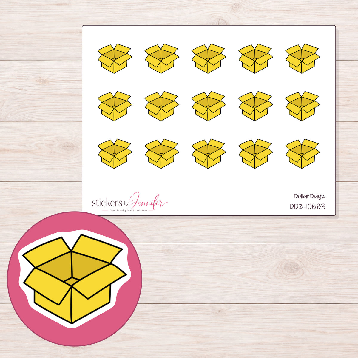 DDZ-10683 planner sticker sheet with enlarged sticker detail