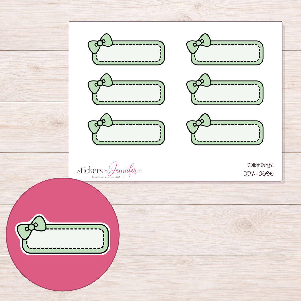 DDZ-10686 planner sticker sheet with enlarged sticker detail