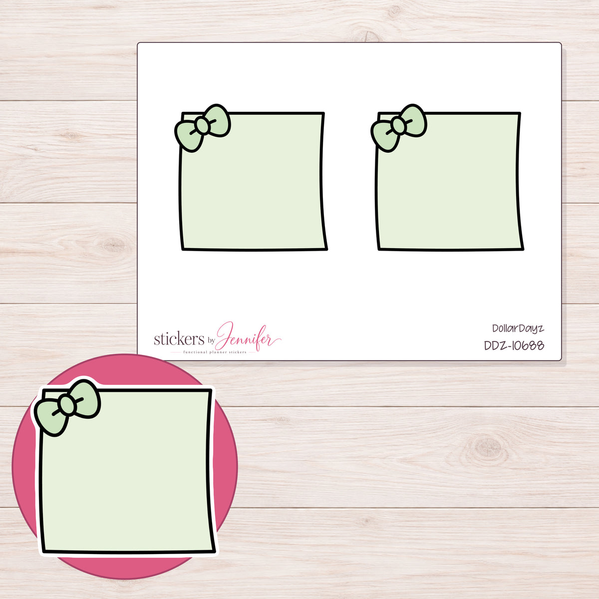 DDZ-10688 planner sticker sheet with enlarged sticker detail
