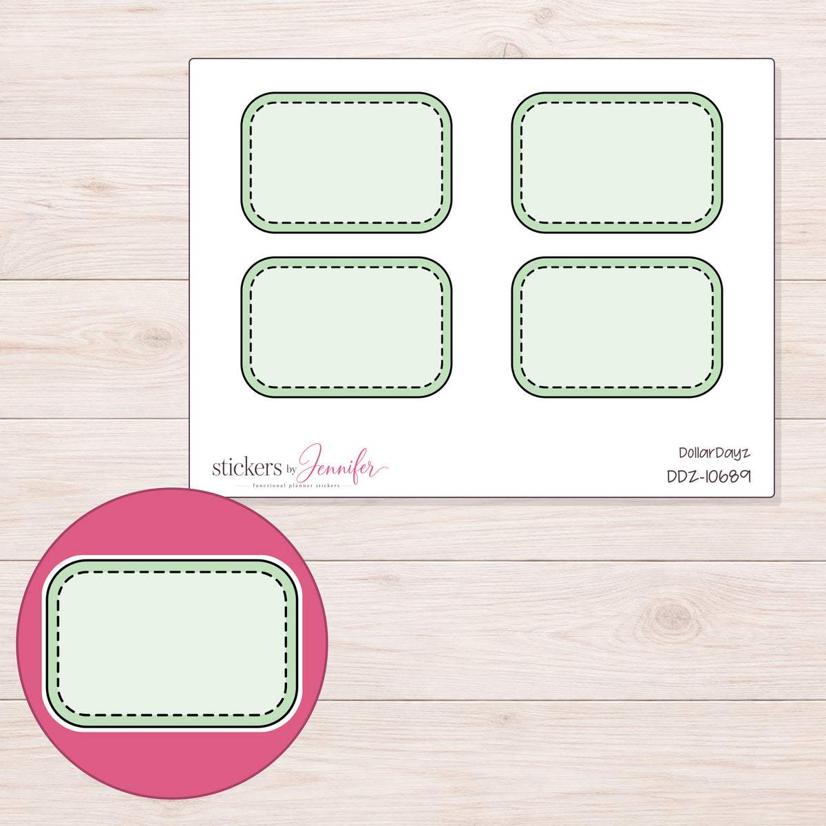 DDZ-10689 planner sticker sheet with enlarged sticker detail