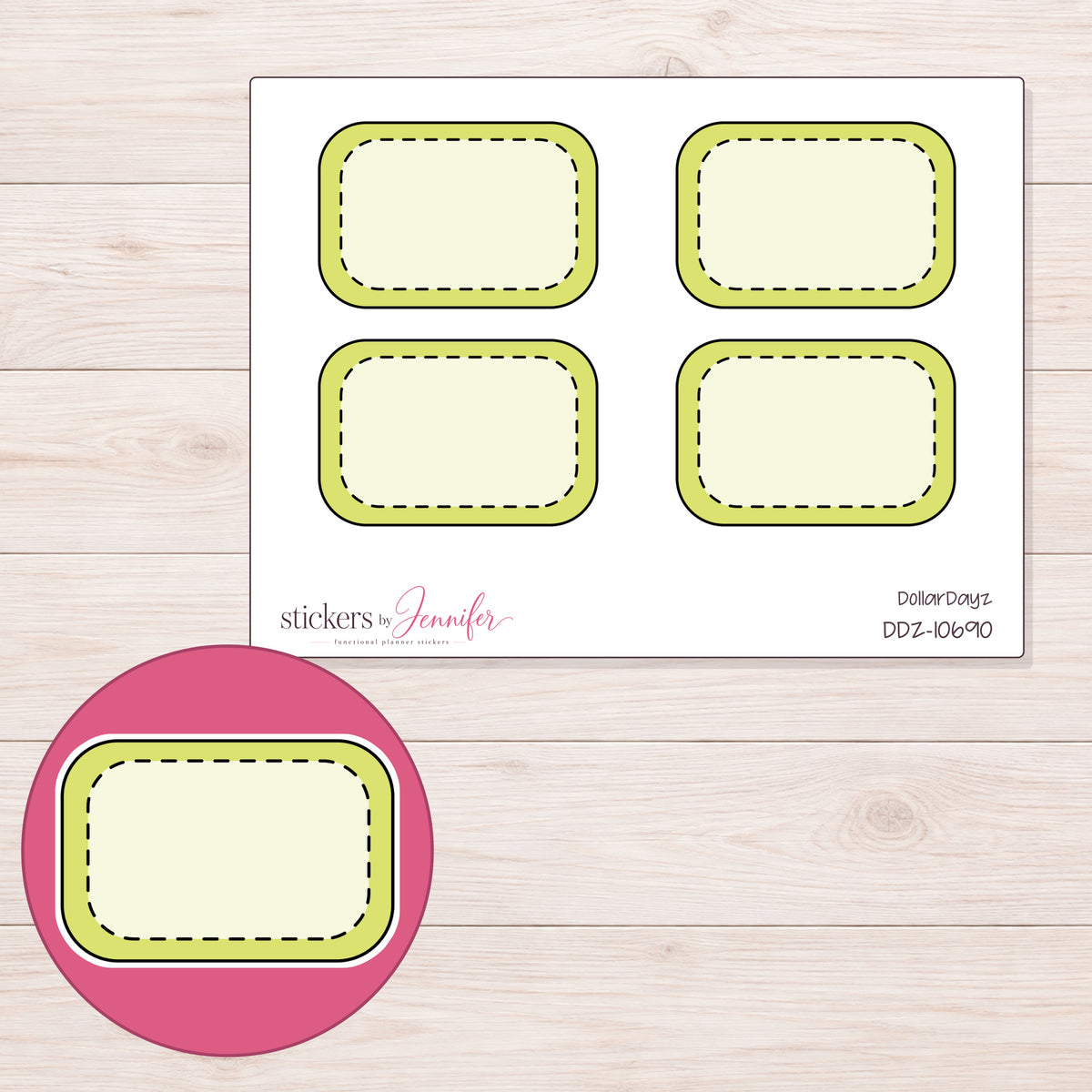 DDZ-10690 planner sticker sheet with enlarged sticker detail