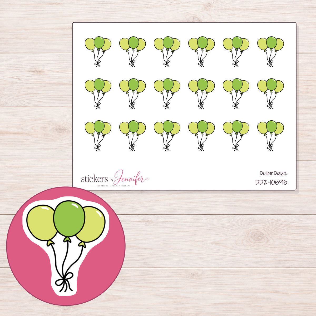 DDZ-10696 planner sticker sheet with enlarged sticker detail