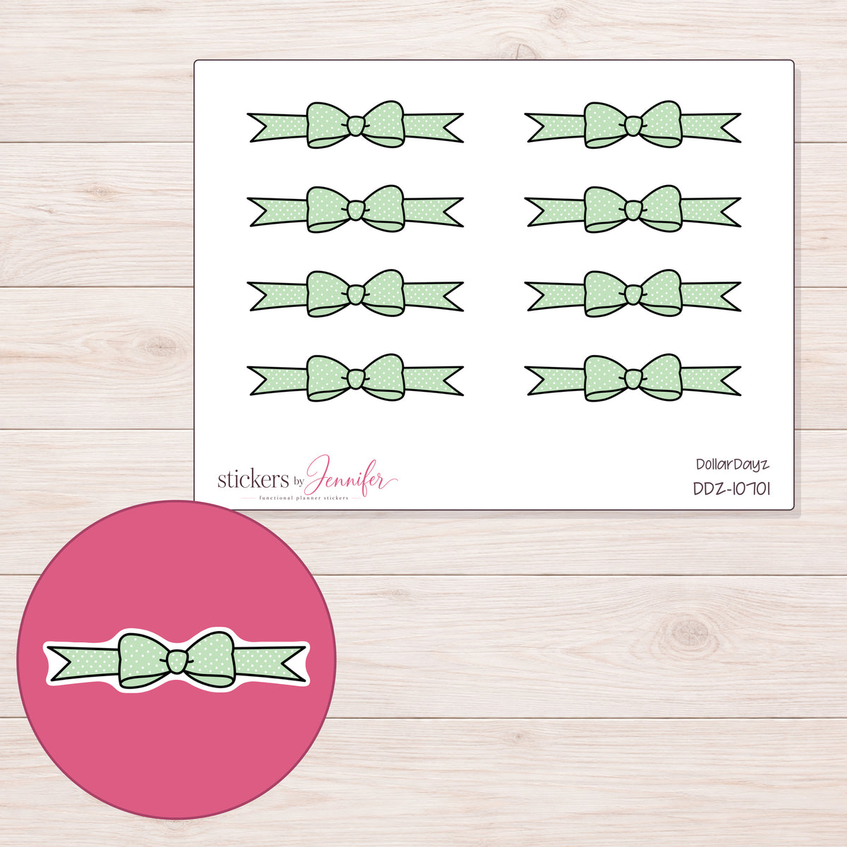 DDZ-10701 planner sticker sheet with enlarged sticker detail
