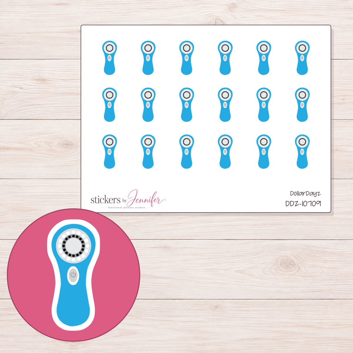DDZ-10709 planner sticker sheet with enlarged sticker detail
