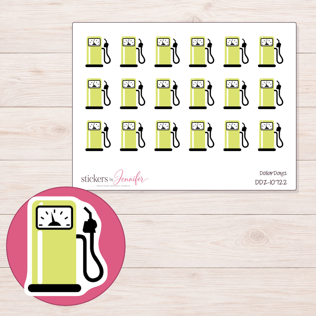 DDZ-10722 planner sticker sheet with enlarged sticker detail