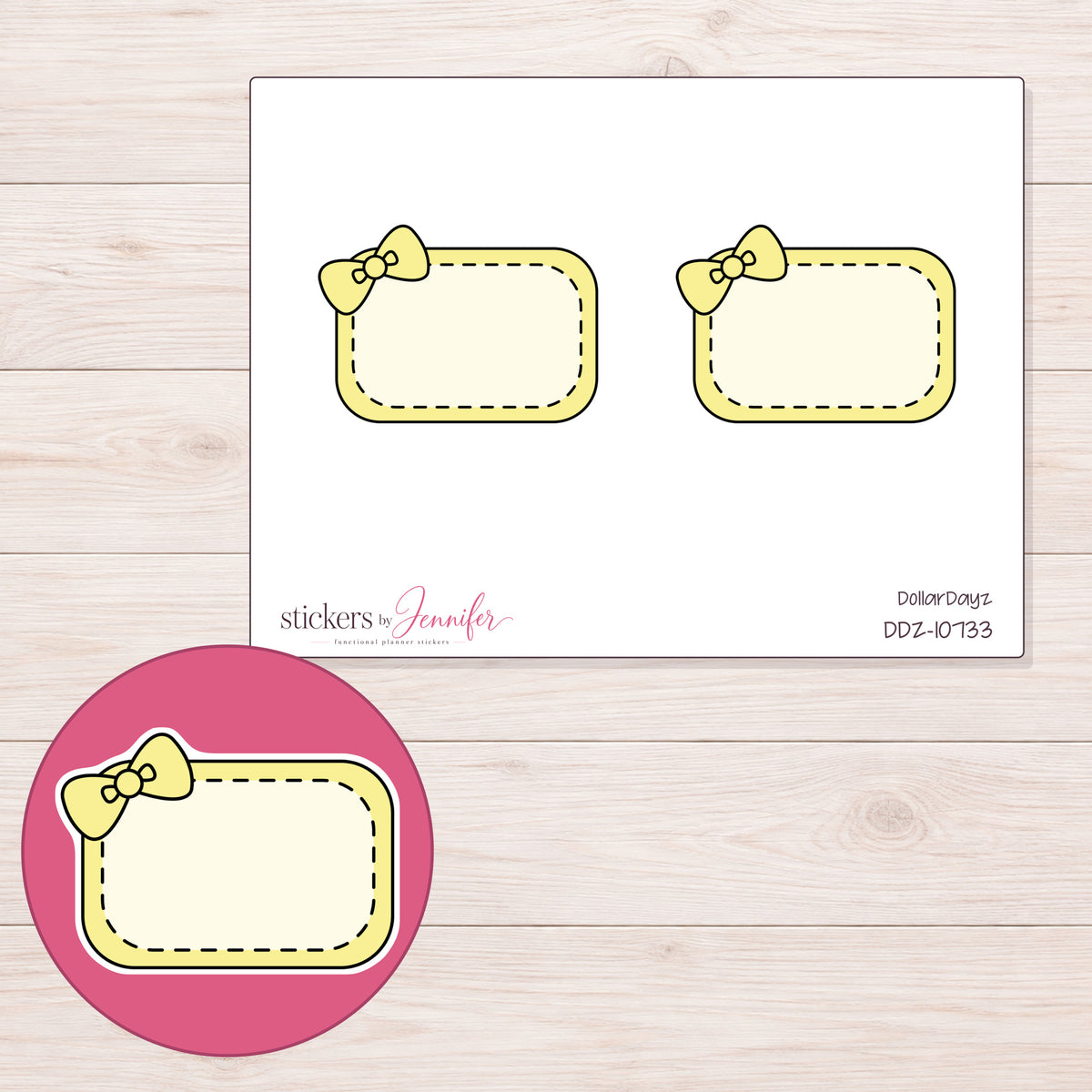 DDZ-10733 planner sticker sheet with enlarged sticker detail