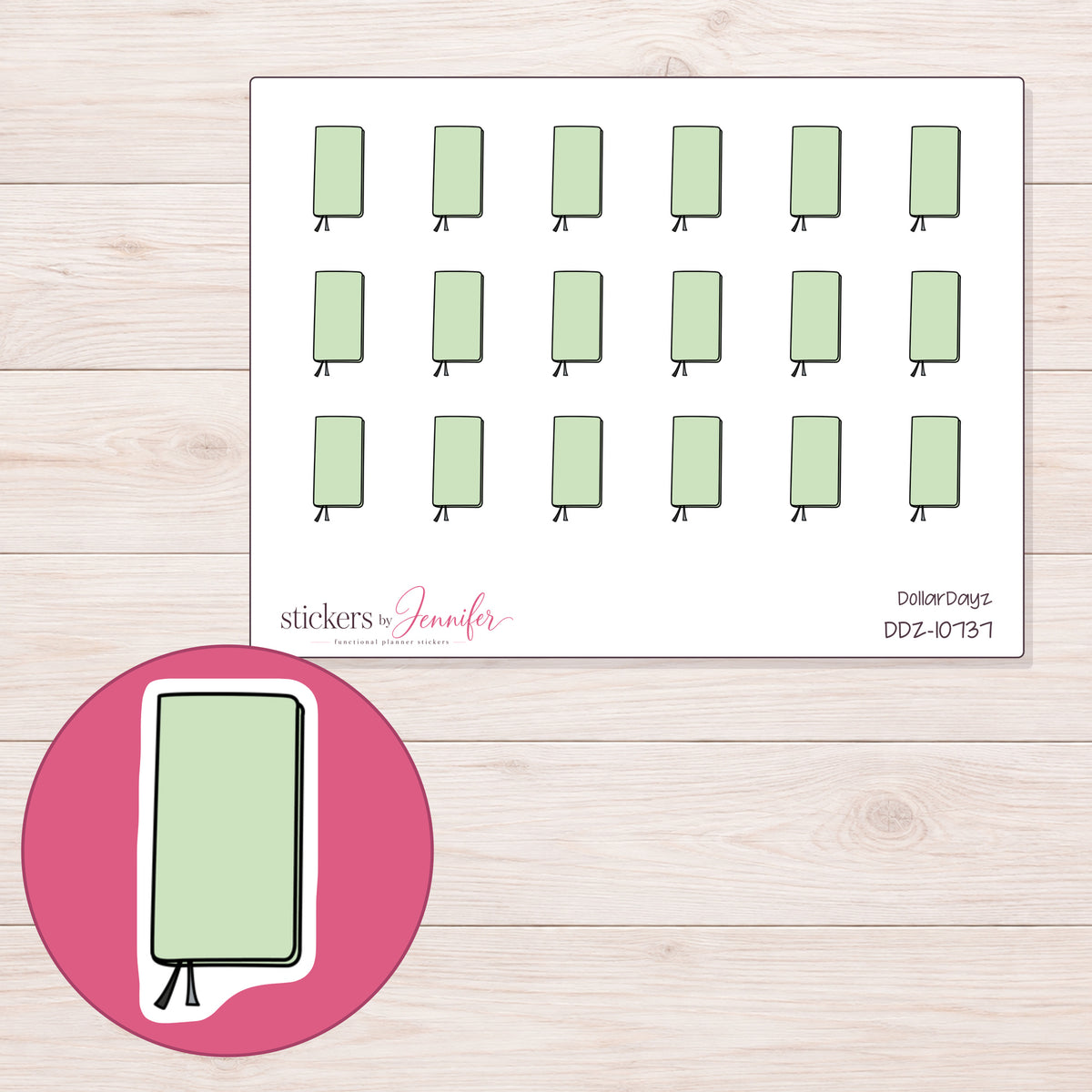 DDZ-10737 planner sticker sheet with enlarged sticker detail