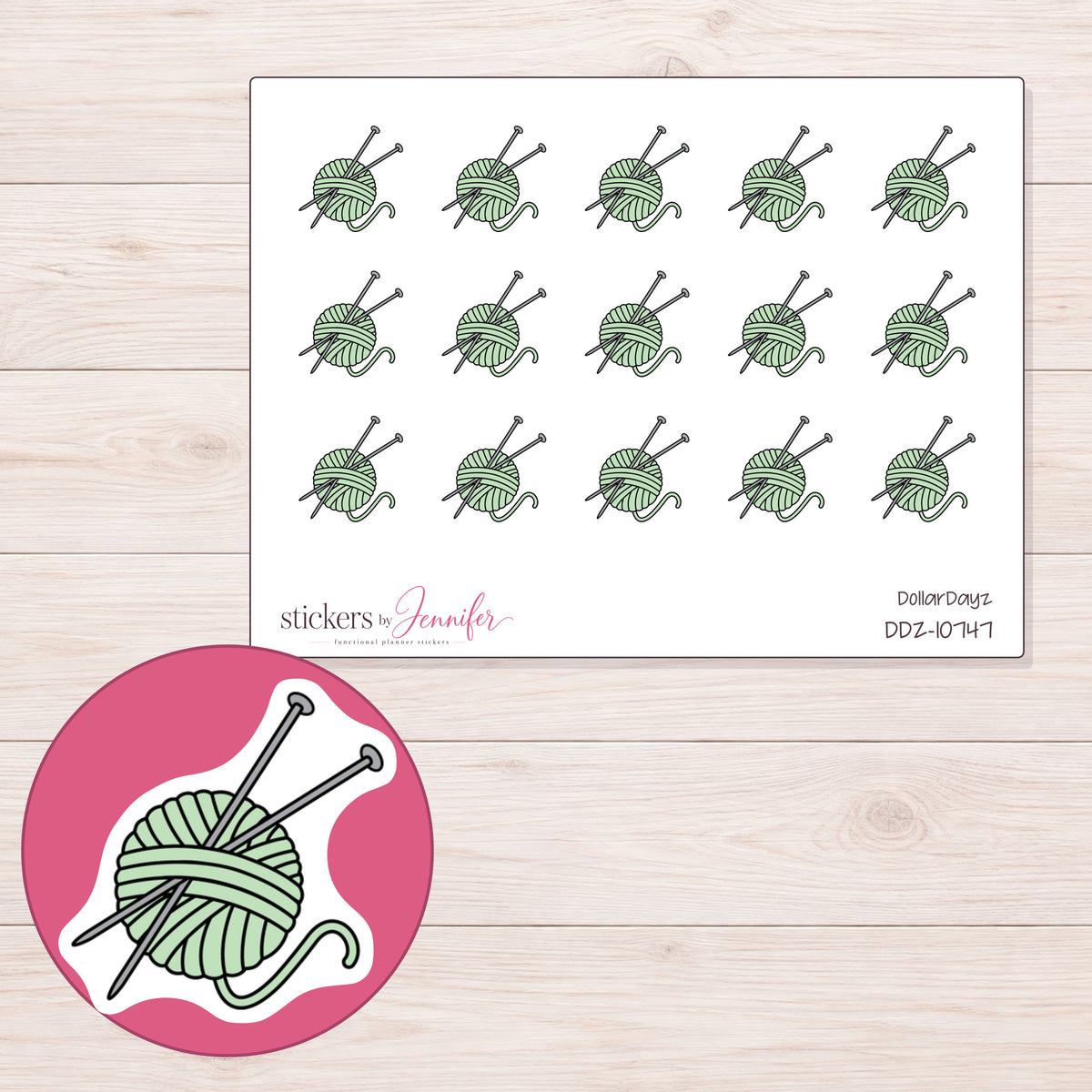 DDZ-10747 planner sticker sheet with enlarged sticker detail