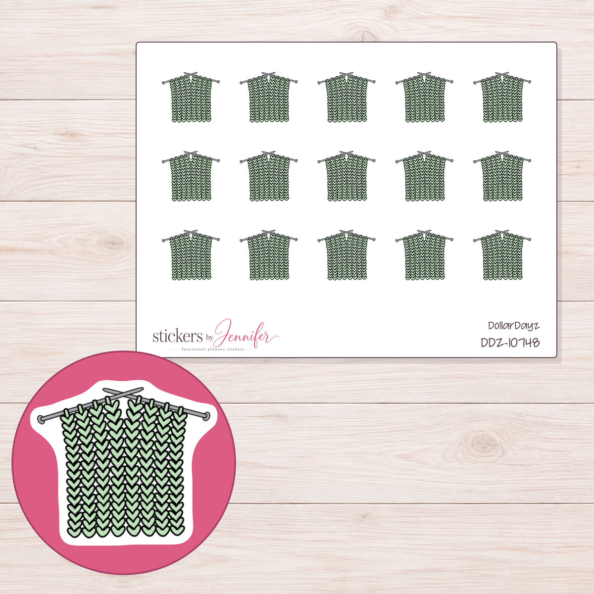 DDZ-10748 planner sticker sheet with enlarged sticker detail