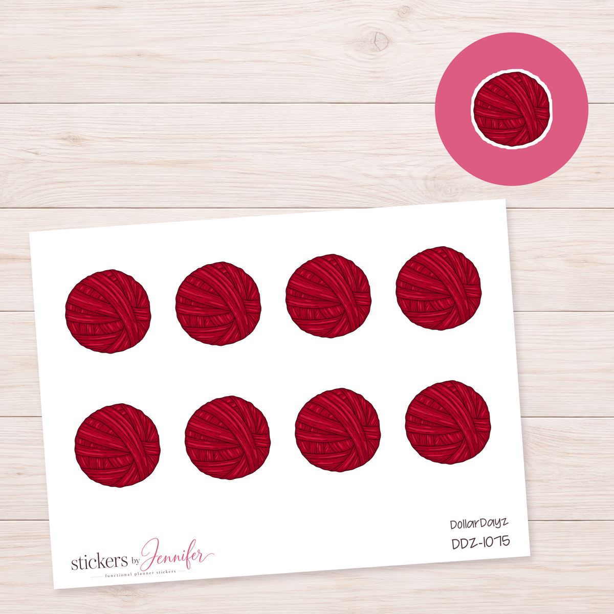 Red Yarn Ball Planner Stickers | DDZ-1075
