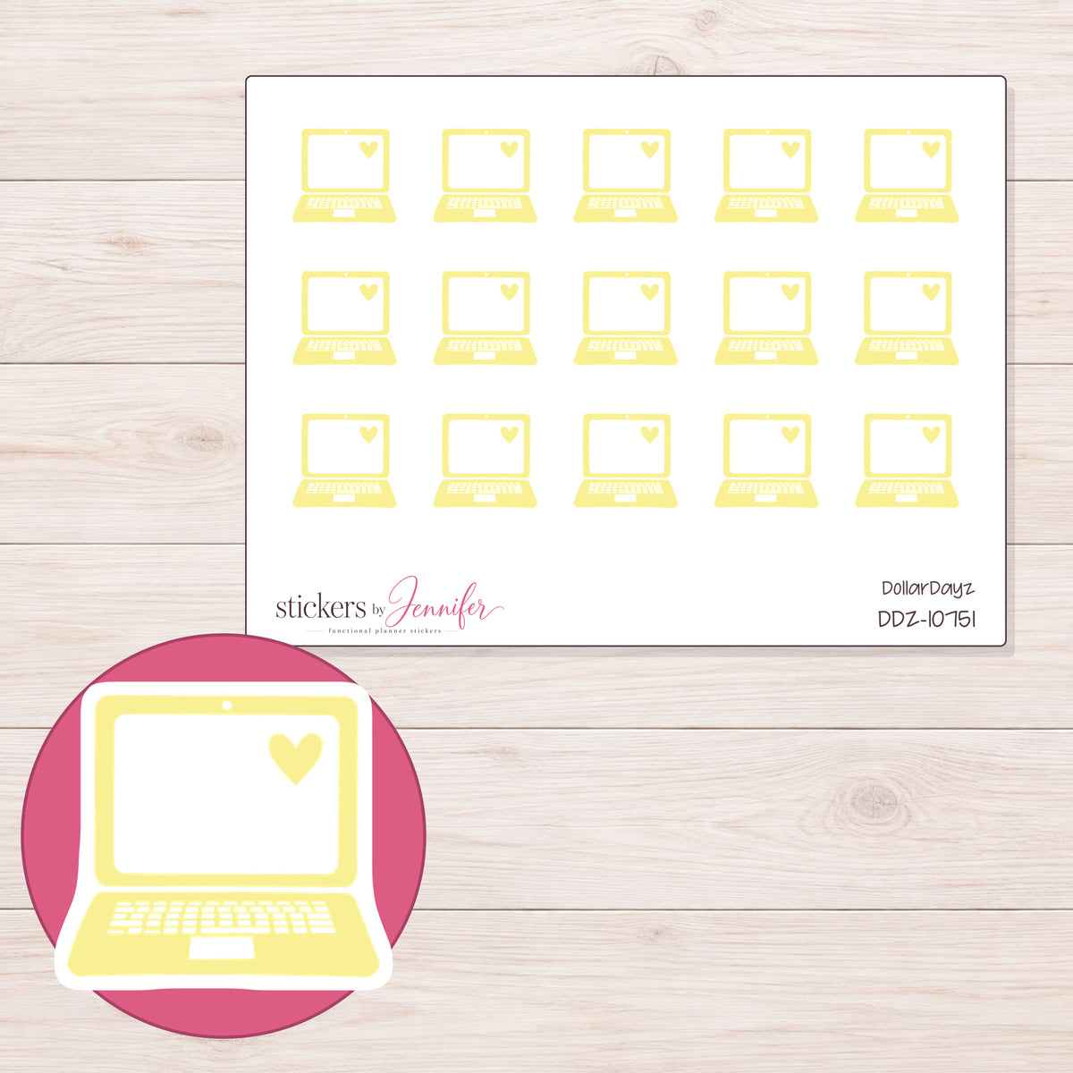 DDZ-10751 planner sticker sheet with enlarged sticker detail