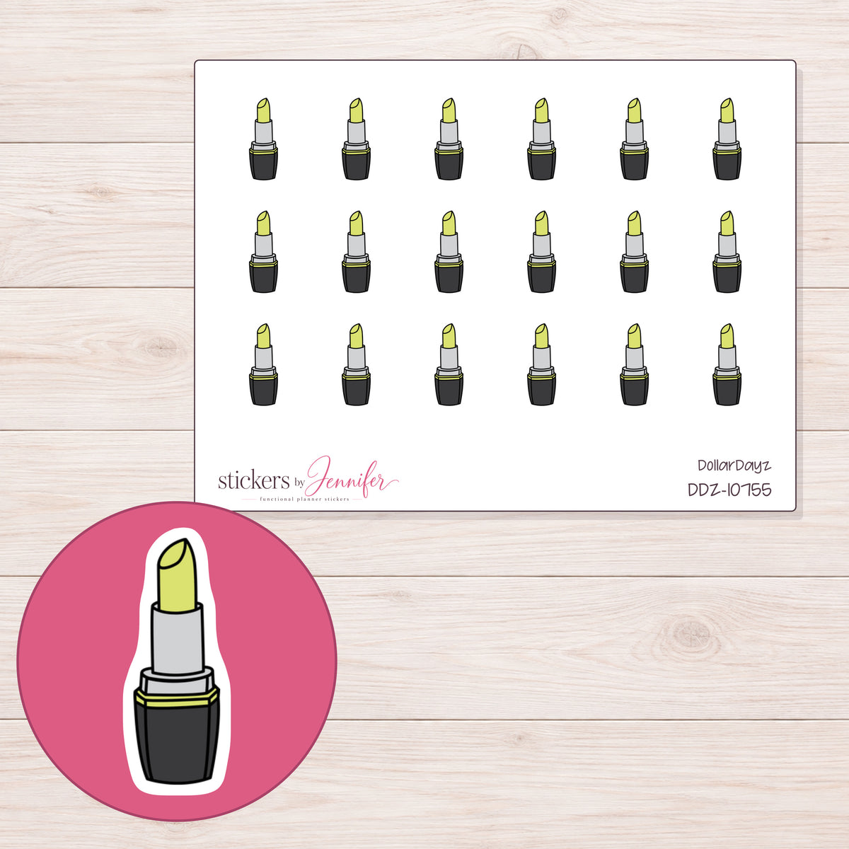 DDZ-10755 planner sticker sheet with enlarged sticker detail