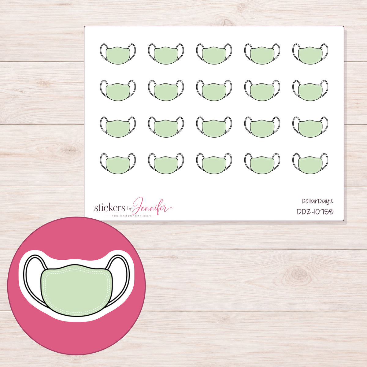 DDZ-10758 planner sticker sheet with enlarged sticker detail