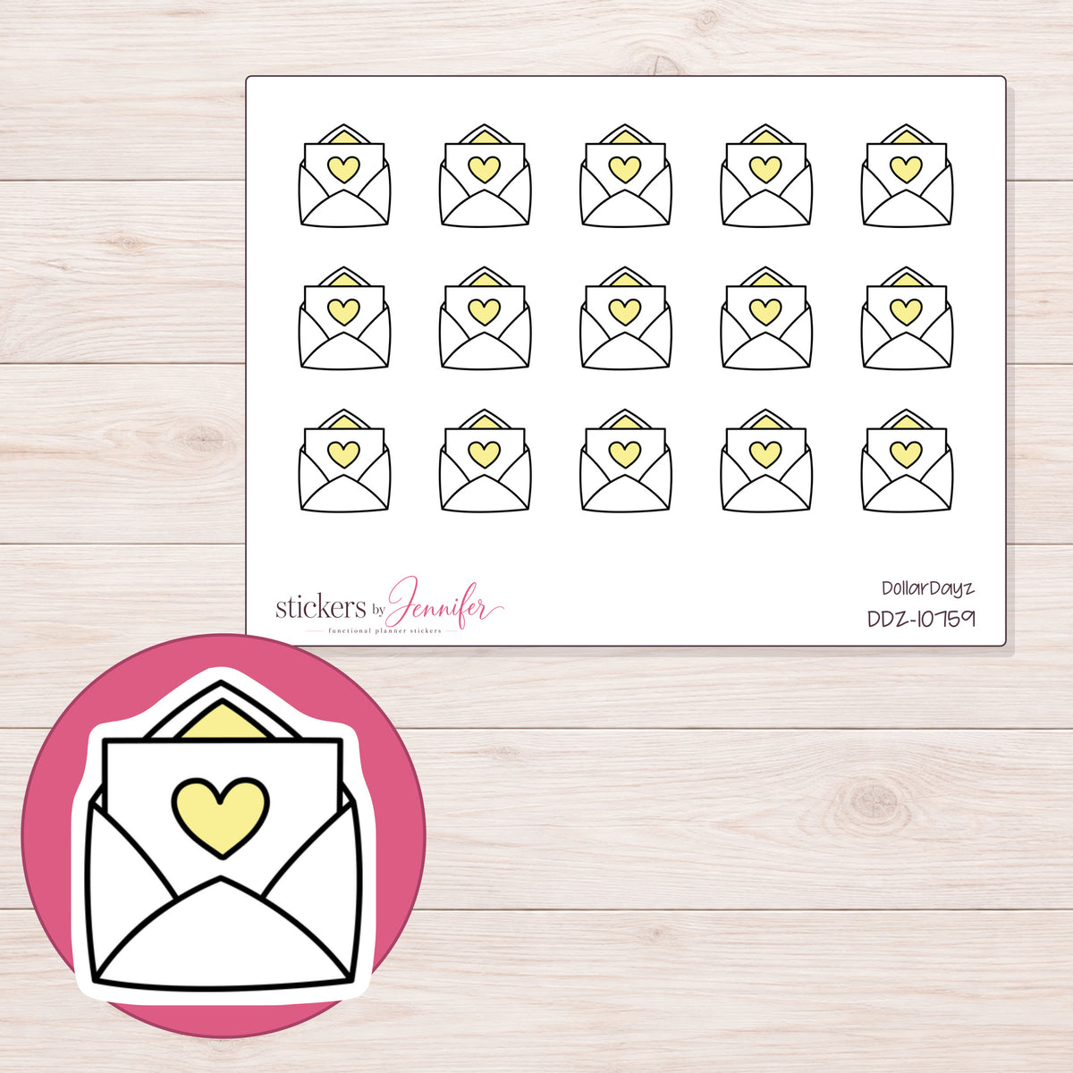 DDZ-10759 planner sticker sheet with enlarged sticker detail