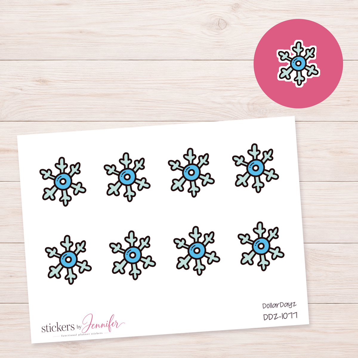 Blue Snowflake Planner Stickers | DDZ-1077