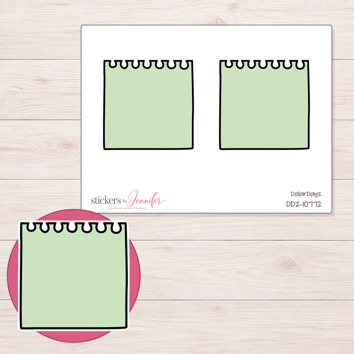 DDZ-10772 planner sticker sheet with enlarged sticker detail