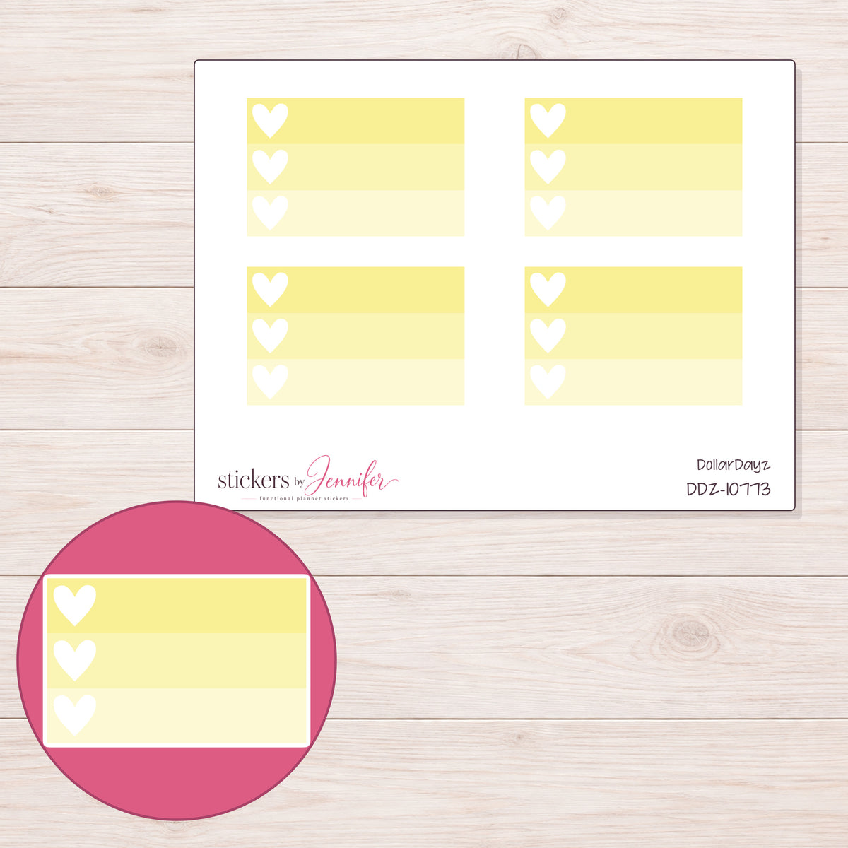 DDZ-10773 planner sticker sheet with enlarged sticker detail