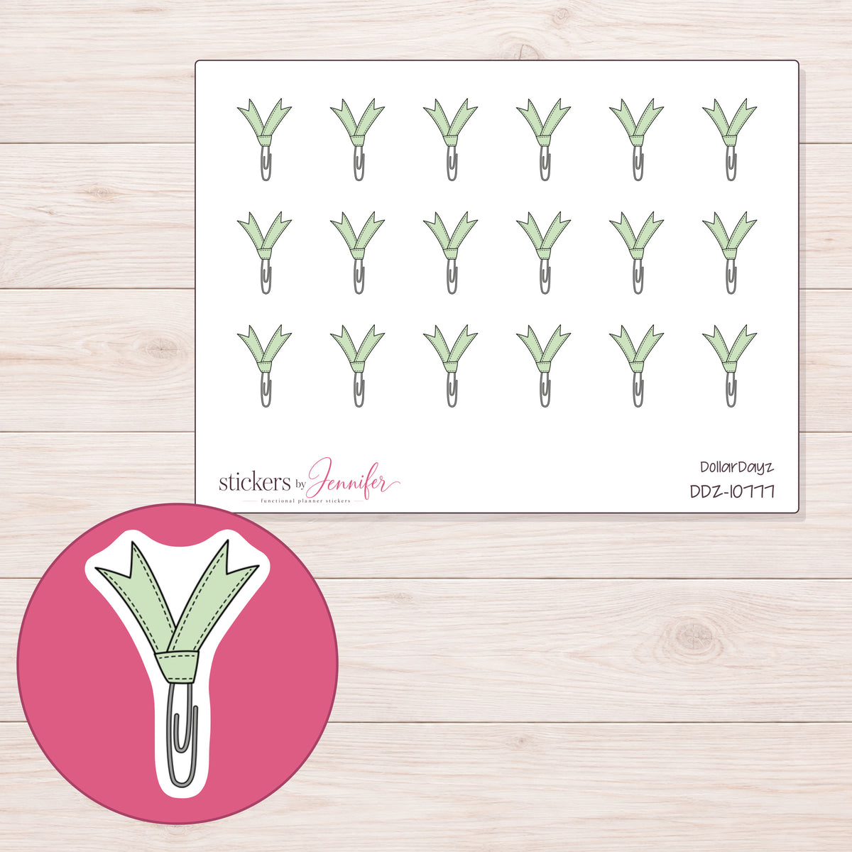 DDZ-10777 planner sticker sheet with enlarged sticker detail