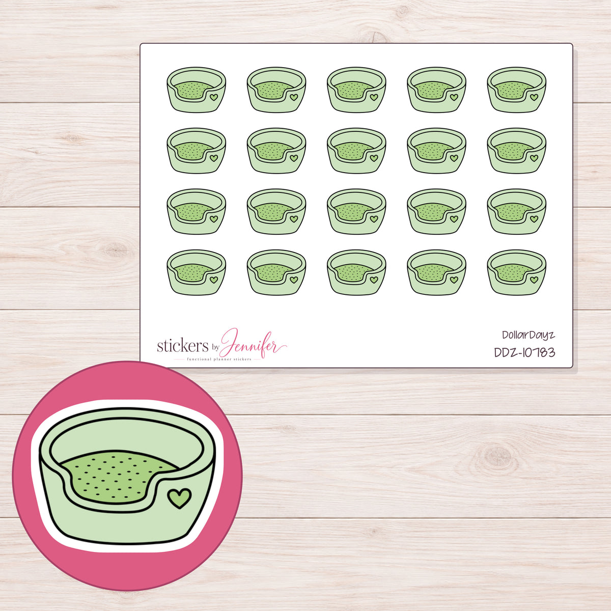 DDZ-10783 planner sticker sheet with enlarged sticker detail
