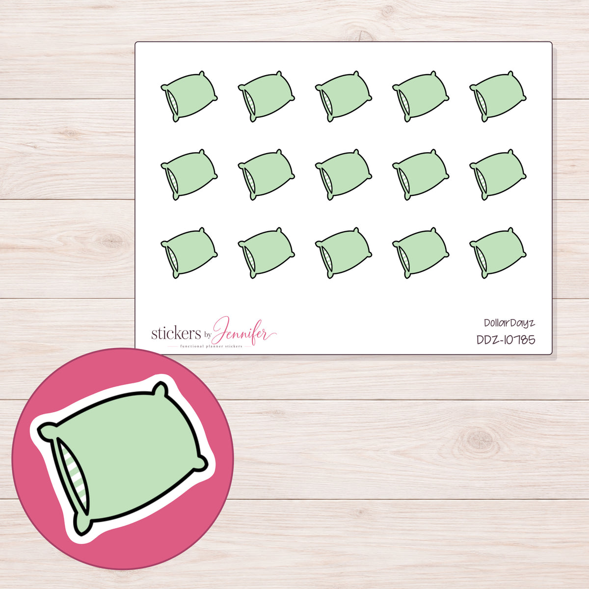 DDZ-10785 planner sticker sheet with enlarged sticker detail