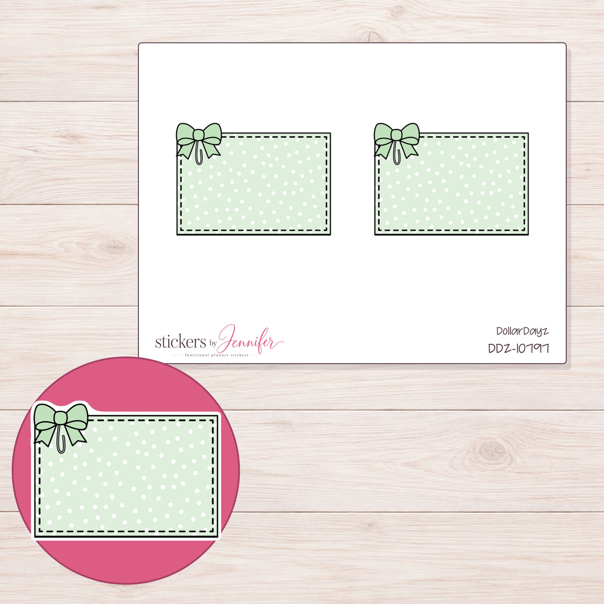 DDZ-10797 planner sticker sheet with enlarged sticker detail