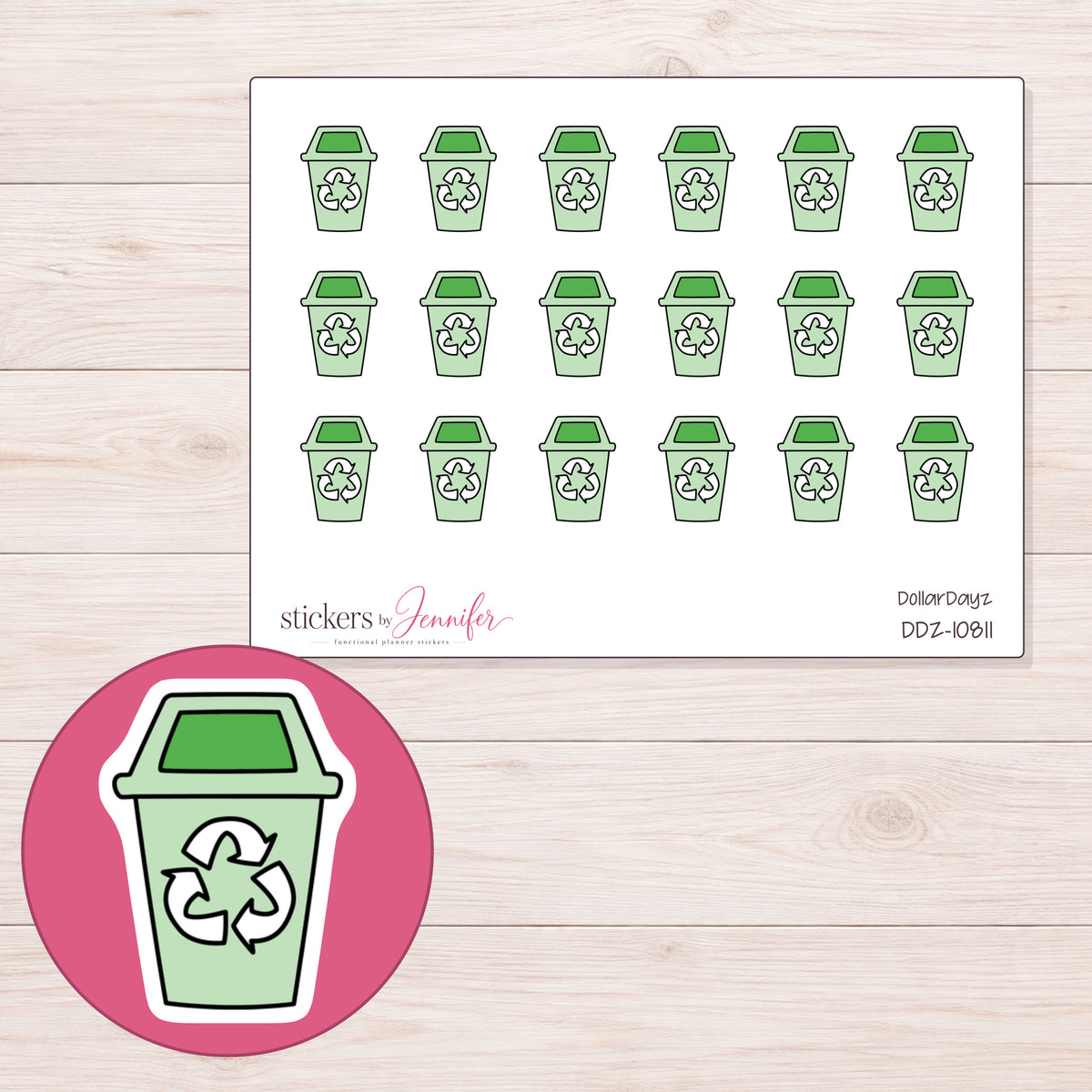 DDZ-10811 planner sticker sheet with enlarged sticker detail