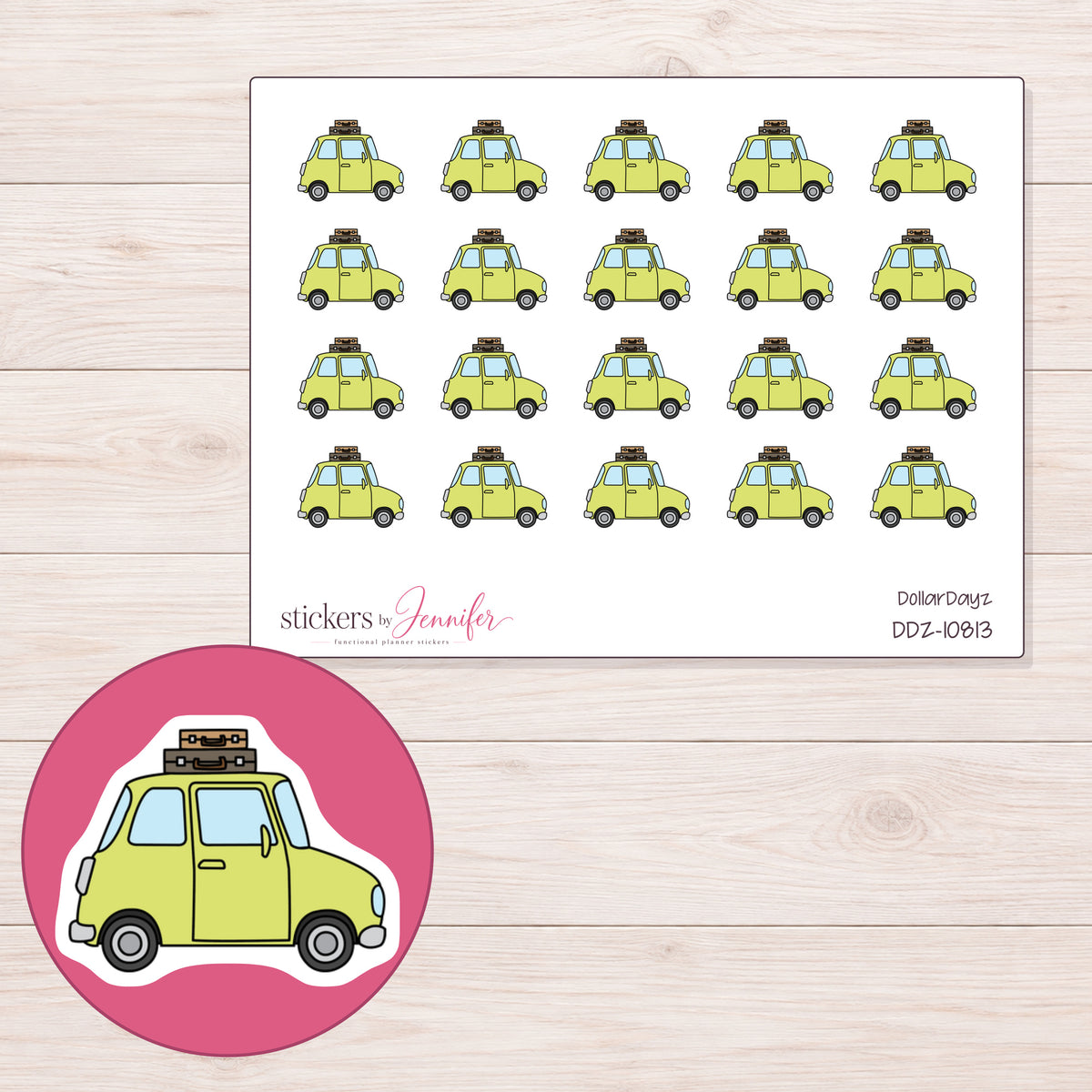 DDZ-10813 planner sticker sheet with enlarged sticker detail