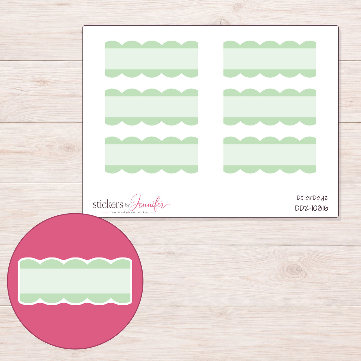 DDZ-10816 planner sticker sheet with enlarged sticker detail