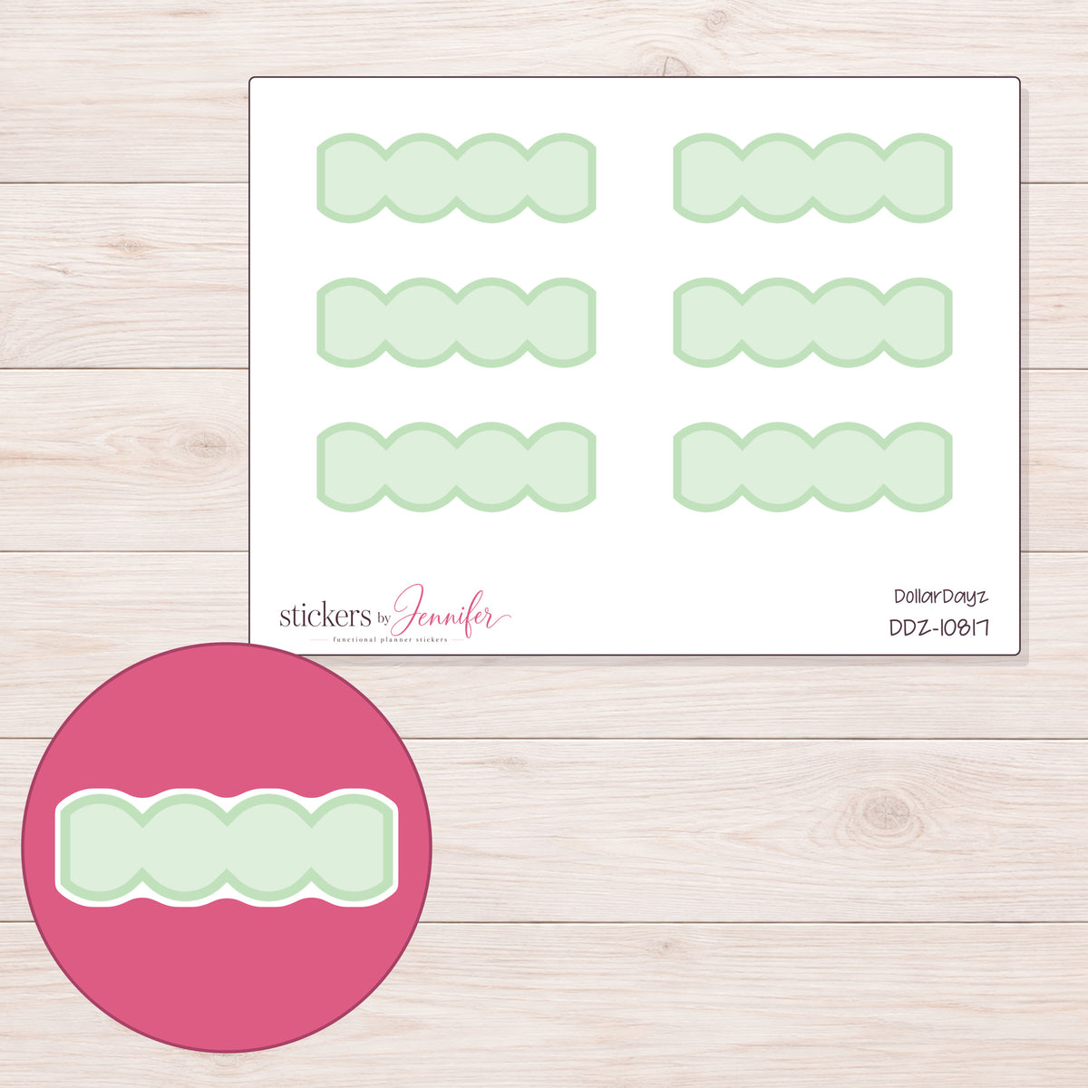 DDZ-10817 planner sticker sheet with enlarged sticker detail