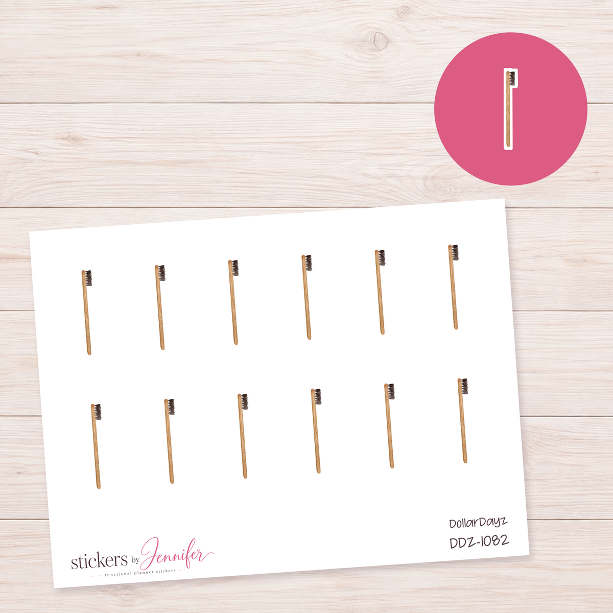 Wooden Toothbrush Planner Stickers | DDZ-1082