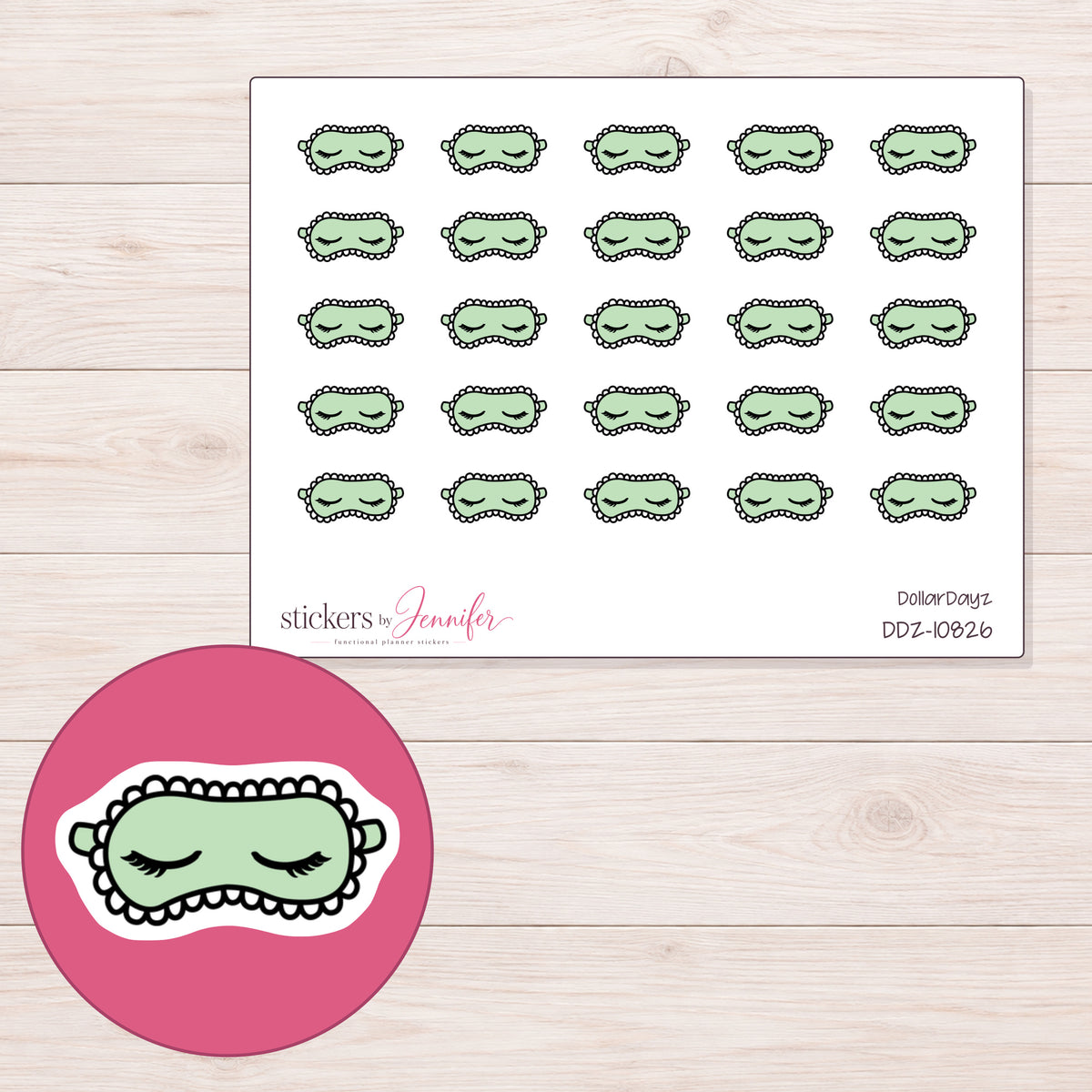 DDZ-10826 planner sticker sheet with enlarged sticker detail