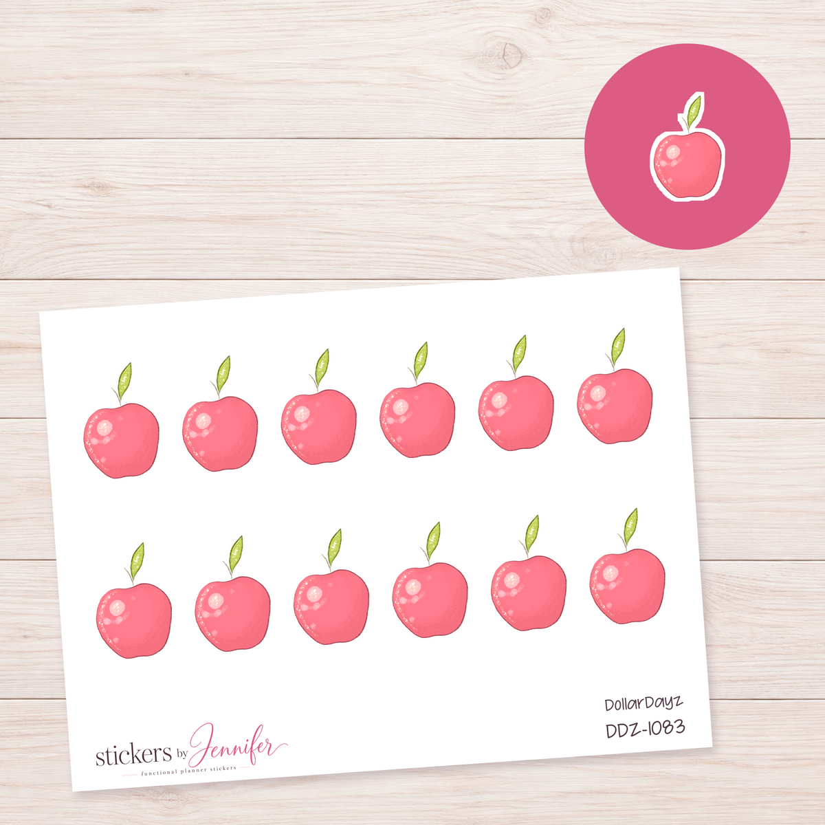 Pink Apple Planner Stickers | DDZ-1083