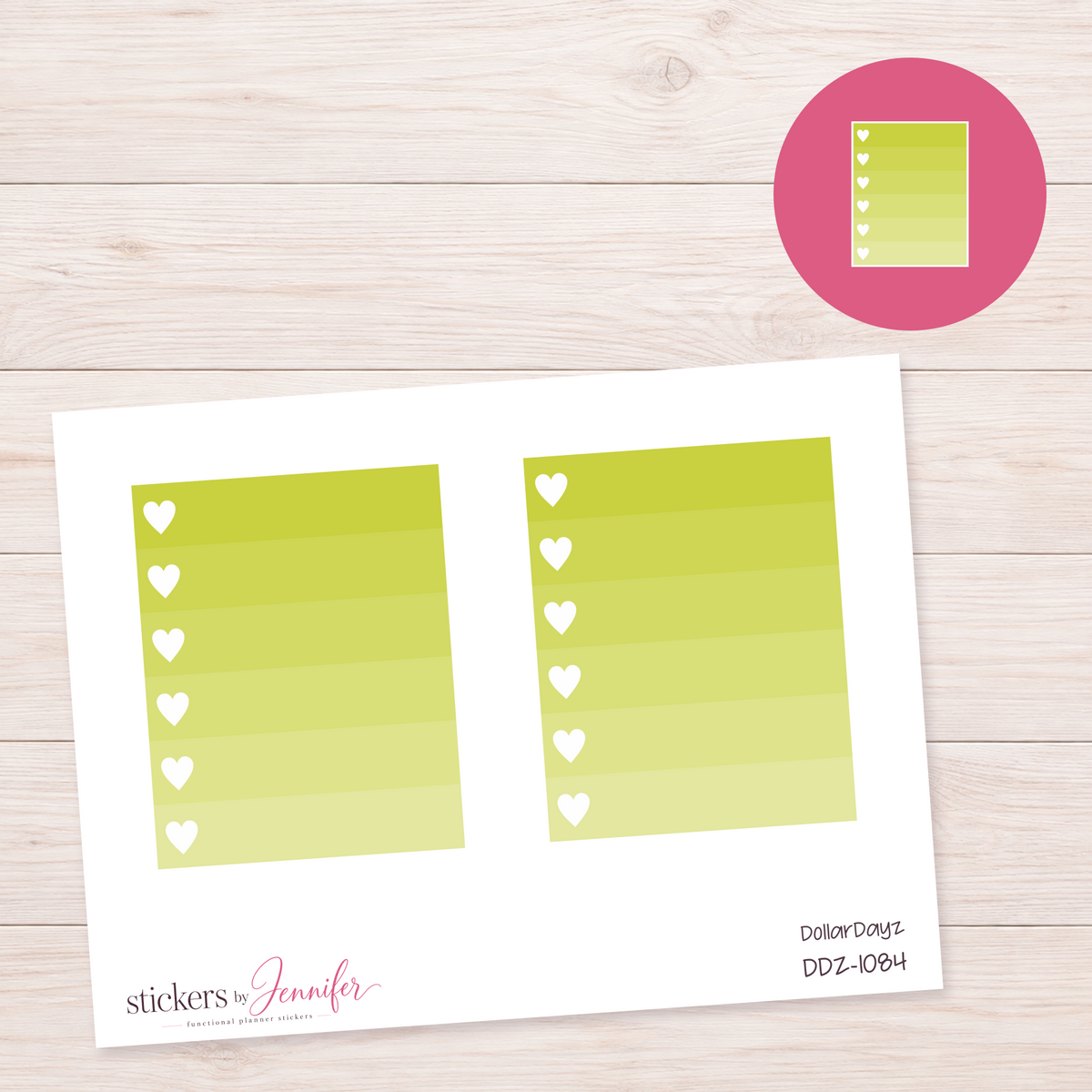 Lime Heart Checklist Planner Stickers | DDZ-1084