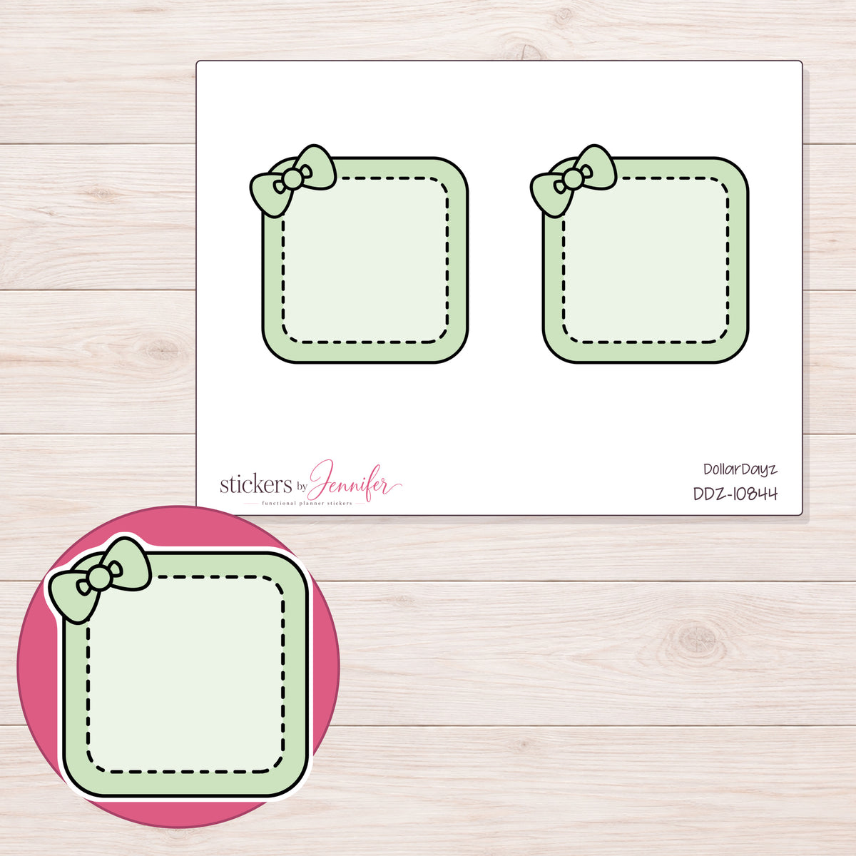 DDZ-10844 planner sticker sheet with enlarged sticker detail