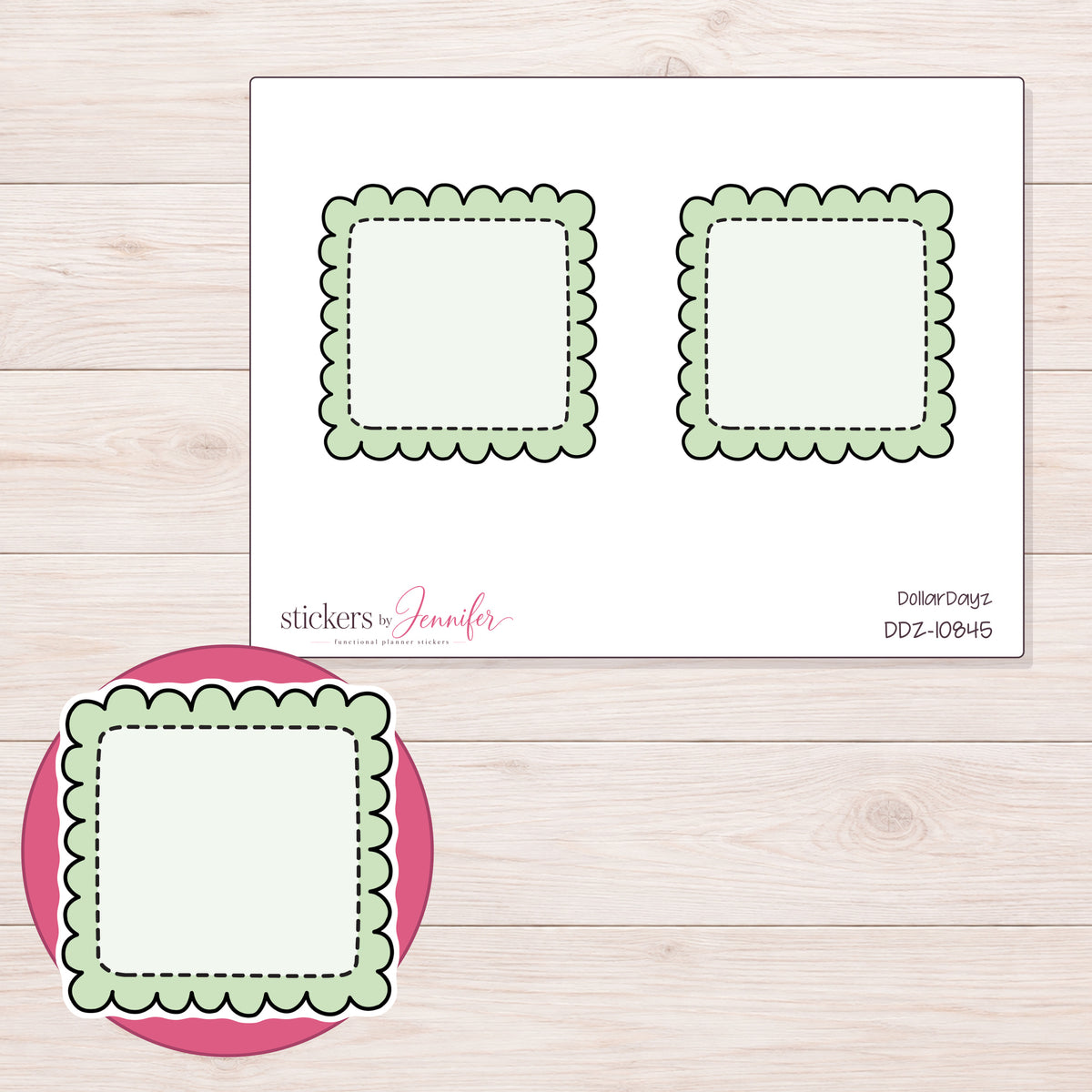 DDZ-10845 planner sticker sheet with enlarged sticker detail