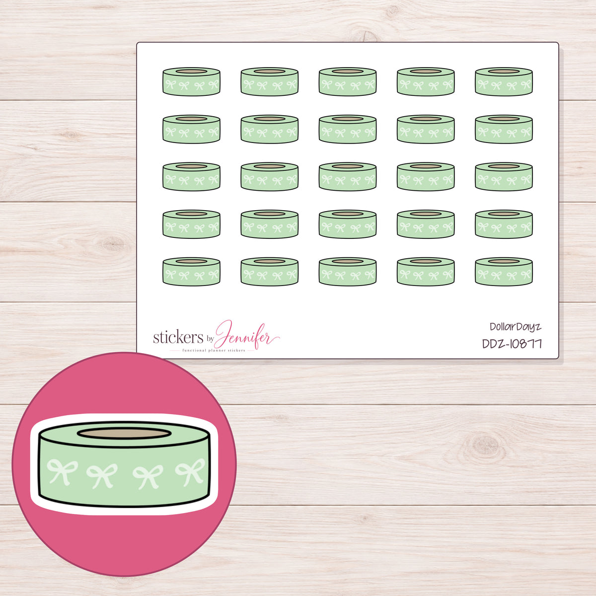 DDZ-10877 planner sticker sheet with enlarged sticker detail