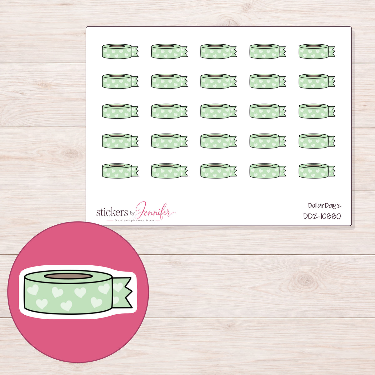 DDZ-10880 planner sticker sheet with enlarged sticker detail