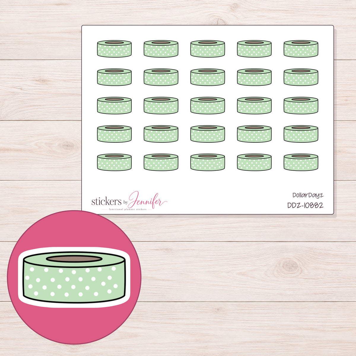 DDZ-10882 planner sticker sheet with enlarged sticker detail