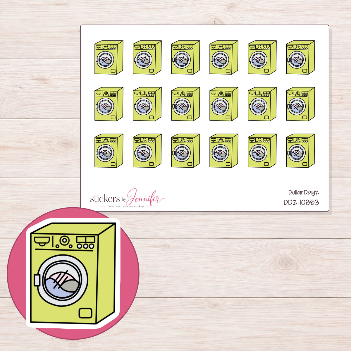 DDZ-10883 planner sticker sheet with enlarged sticker detail