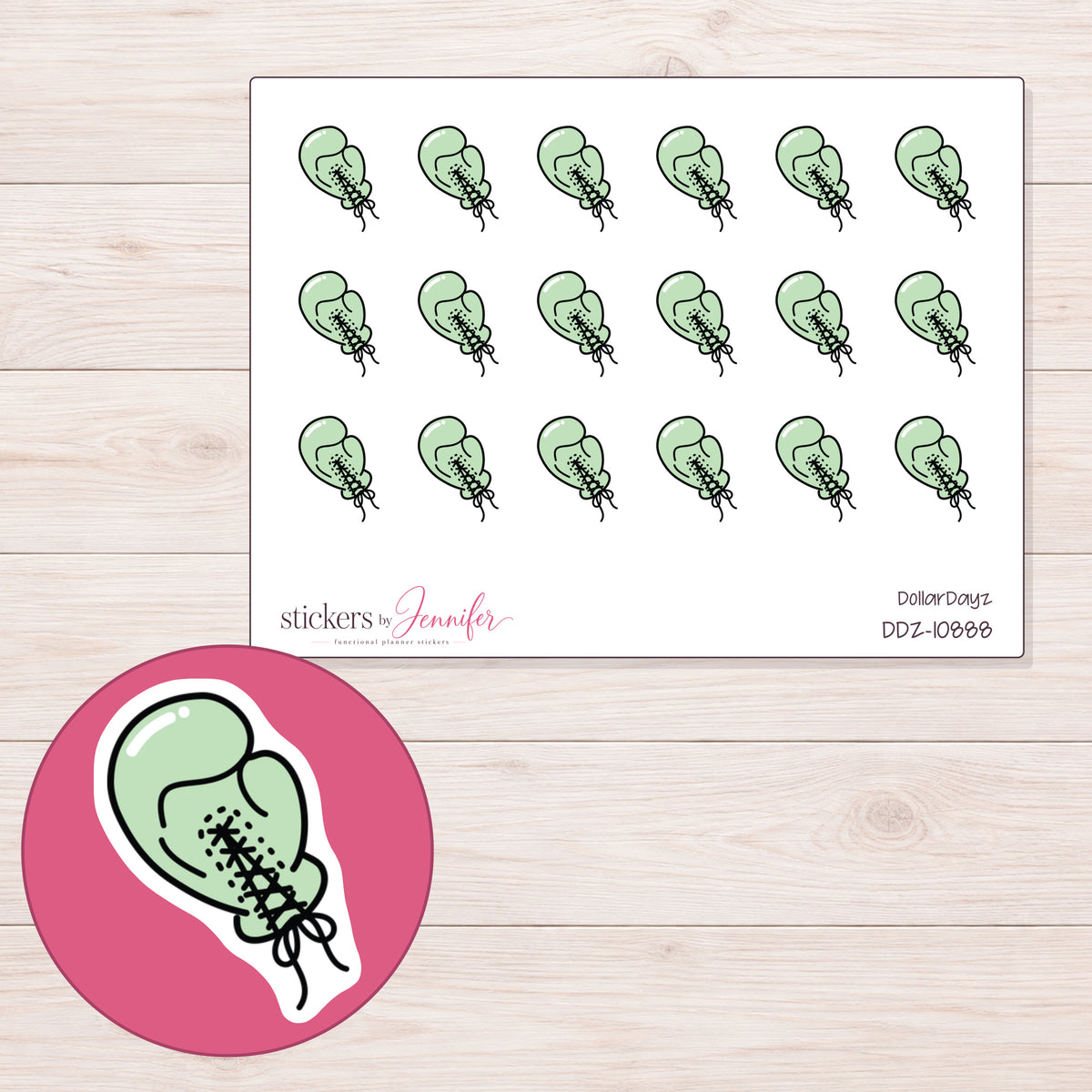 DDZ-10888 planner sticker sheet with enlarged sticker detail