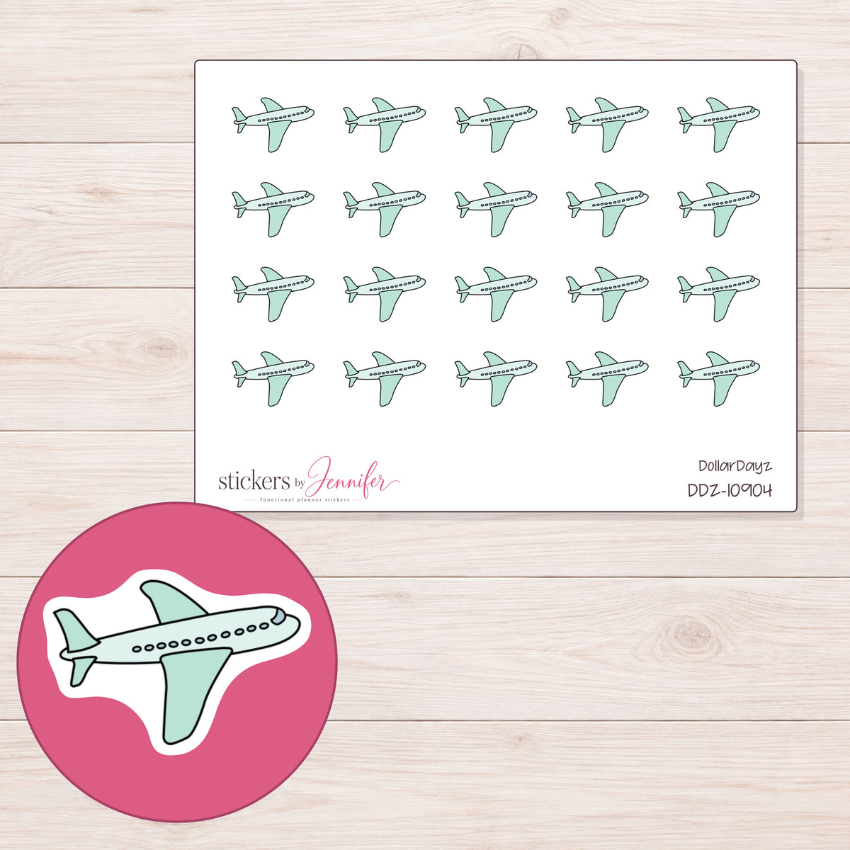 DDZ-10904 planner sticker sheet with enlarged sticker detail