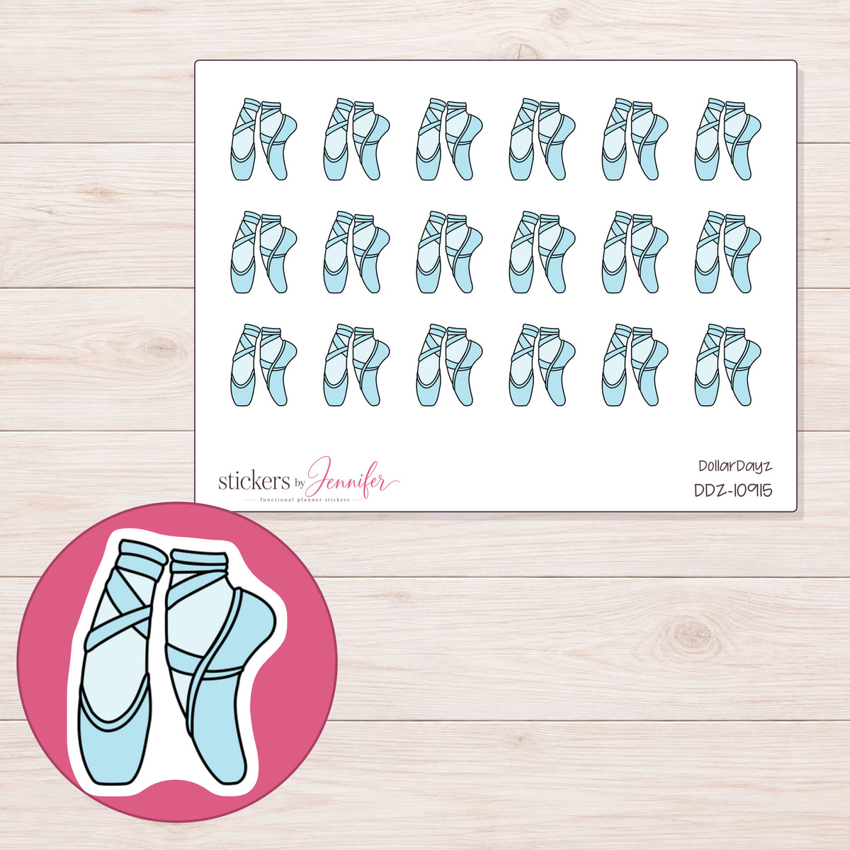 DDZ-10915 planner sticker sheet with enlarged sticker detail