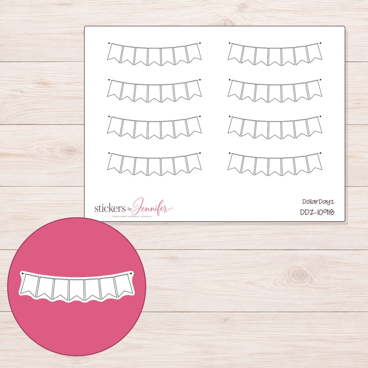 DDZ-10918 planner sticker sheet with enlarged sticker detail