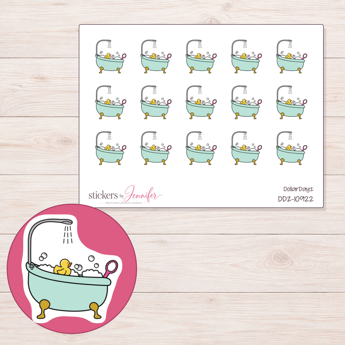 DDZ-10922 planner sticker sheet with enlarged sticker detail