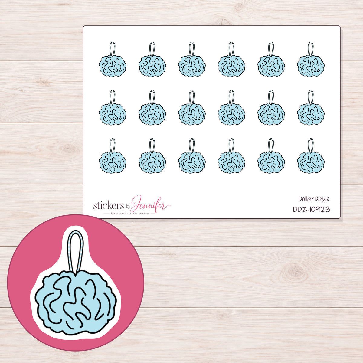 DDZ-10923 planner sticker sheet with enlarged sticker detail