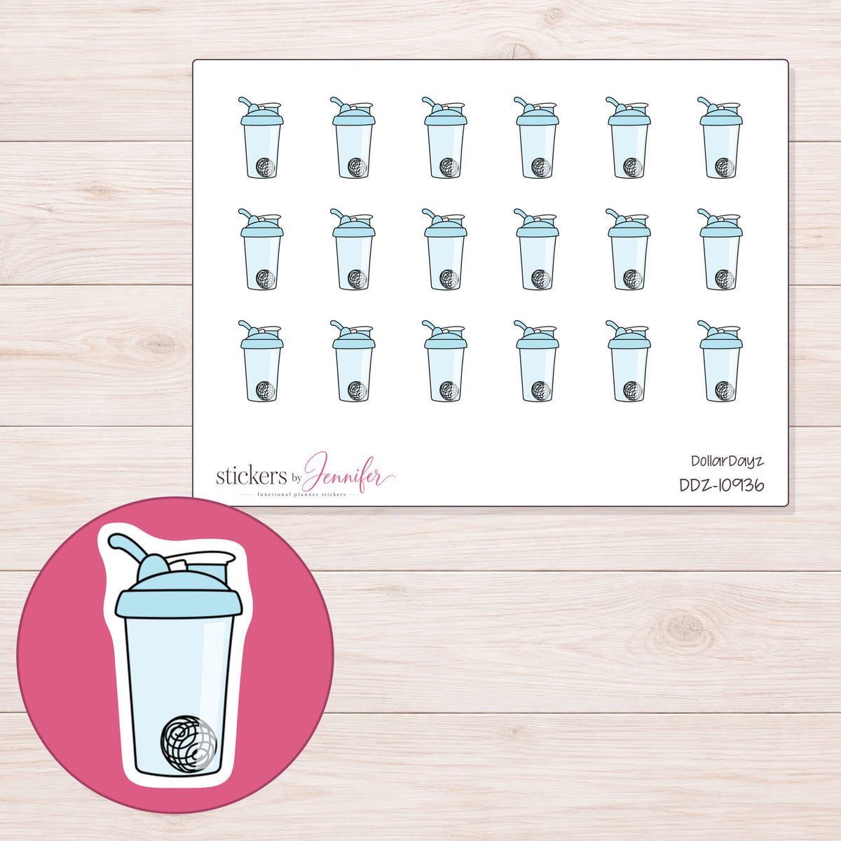 DDZ-10936 planner sticker sheet with enlarged sticker detail
