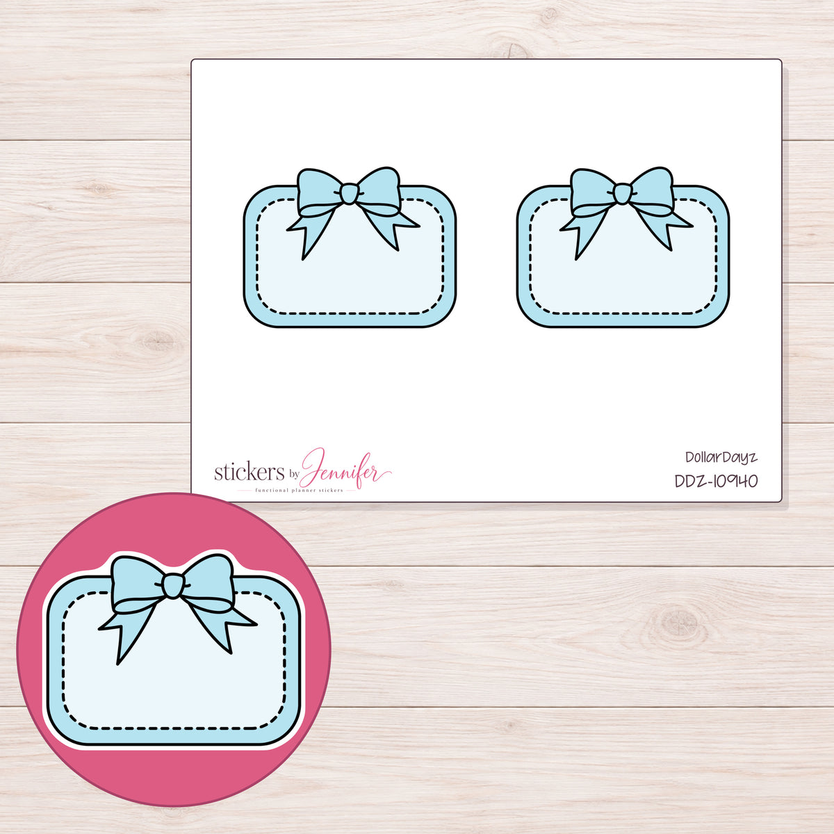 DDZ-10940 planner sticker sheet with enlarged sticker detail