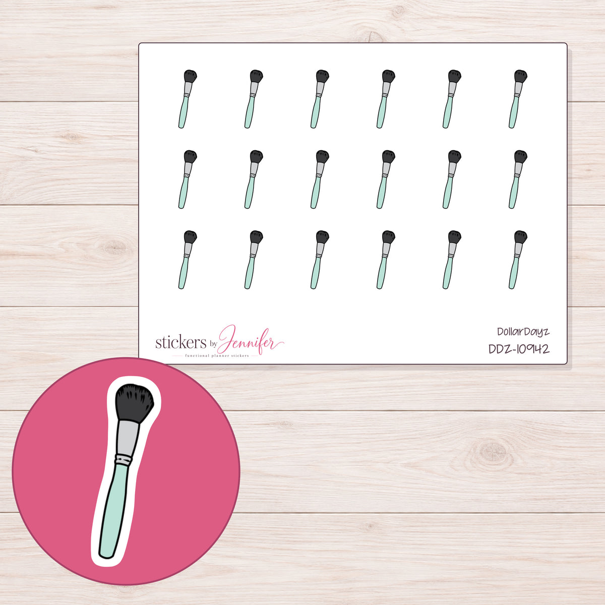 DDZ-10942 planner sticker sheet with enlarged sticker detail