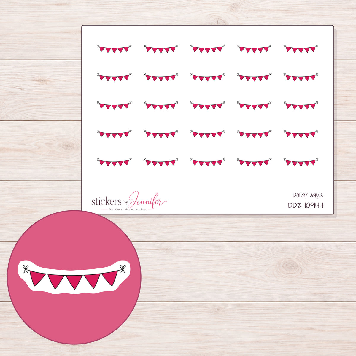 DDZ-10944 planner sticker sheet with enlarged sticker detail